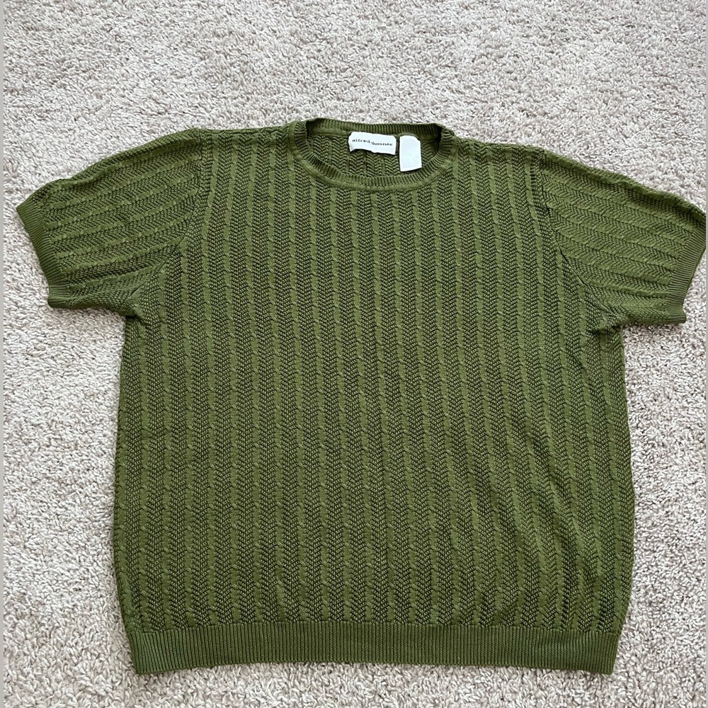 Women’s VINTAGE Olive Green Cable Knit Sweater XL